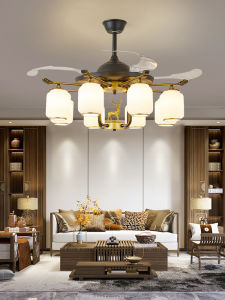 New Chinese Style Luxury Invisible Ceiling Fan Light Modern Simple Design with Electric Fan for Bedroom Restaurant Home Use