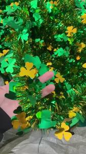 Trifolium Irish Festival Ribbon Decoration Saint Patricks Day Party Metal Wire Grass Trefoil Bouquet Ribbons Home Decoration