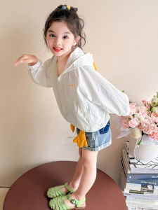 Girls Summer Cartoon Sun Protection Clothes Thin Hooded Outerwear Little Girls Summer Clothing Breathable Outdoor Kids Outfits