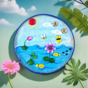 Creative DIY Bamboo Woven Fan Stone Painting Handwork Material Unfinished Half Product for Children Cultural Wall Hanging Art