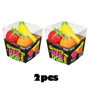 New Trending Fruit NEEDOH Squishy Toy Simulated Strawberry Banana Orange 3Pcs Fidget Sensory Toy Stress Relief Anti-Anxiety To