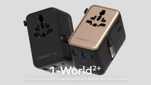 Momax UA30D 70W GaN Travel Adapter | Built-in Retractable Cable | Worldwide Universal Plug 6-Device Fast Charger