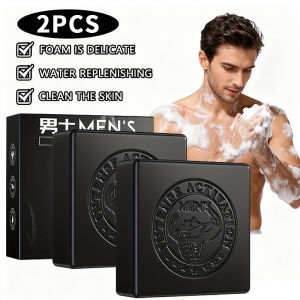 2PCS Mens Refreshing Essence Soap Refreshing Cleaning Soap Contains Vitamin B Vegan E
