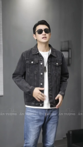 Áo khoác JEANS nam nữ basic AJ001 Áo khoác bò Denim dài tay cổ bẻ cổ điển trường tồn thời gian