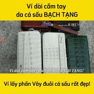 Ví cầm tay nam nữ VÂY ĐUÔI CÁ SẤU BẠCH TẠNG Loại 2 khóa cao cấp Ovenis