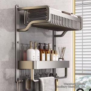 Wall Mounted Bathroom Organizer Aluminum No Drill