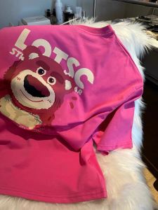 Cartoon Pure Cotton Short Sleeve T-Shirt Women Summer Loose round Neck Student Anti-Aging Top Street Style Casual Wear