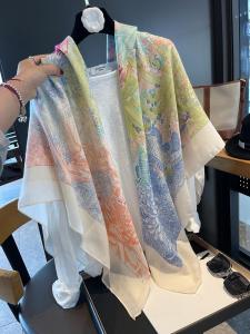 Lightweight Cotton Linen Shawl Womens Summer New Style Air Conditioned Travel Office Warmth Large Scarf Korean Style Floral Pattern