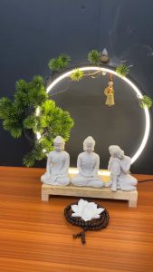Thác Khói Trầm Hương Bộ 3 Tượng Phật Kết Hợp Đài Sen Tịn[TẶNG KÈM HỘP NỤ TRẦM] Thác Khói Trầm Hương Tam Tượng Phật Kết Hợp Đài Sen Tịnh An Decor Qùa Tặng.h An Phong Thủy  Kệ Gỗ Thấp Decor Đèn Led Cây Xanh Trang Trí.