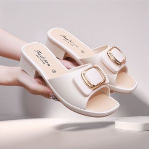 Womens Versatile Summer Sandals - Fashion Thick Sole Flip Flops Non-Slip Durable Outdoor Slides for Beach/Street Wear