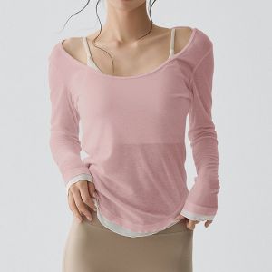 Womens Long Sleeve Sports Shirt Yoga Wear Fitness T-Shirt Quick-dry Running T-shirt Workout Top Female Gym Shirt Clothing