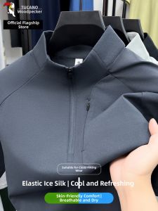 TUCANO | 2026 New Summer Short Sleeve Half Zip Collar Thin Ice Silk T Shirt