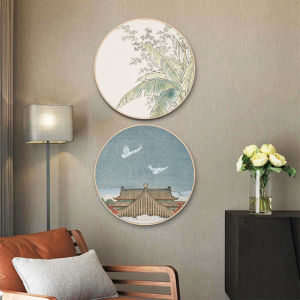 New Chinese Zen Style round Wall Painting Landscape Decorative Art for Entrance Hall Bedroom Restaurant Tea Room Modern Home Decor