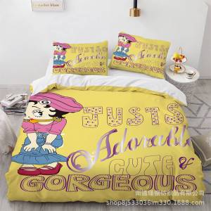 Customized Export Export Cross-Border Betty Doll 3D Print Digital Three-Piece Quilt Cover Bed Sheet and Pillowcase Set
