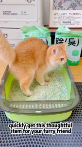 cat litter box Cat Litter Box With Scoop Semi-enclosed high fence to prevent side leakage cats can roll around freely suitable for all sizes