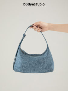 Original Dotlyn2025 Denim Casual Womens Handbag Versatile Underarm Bag for Daily Commuting Soft Polyester Lining Zipper Closure