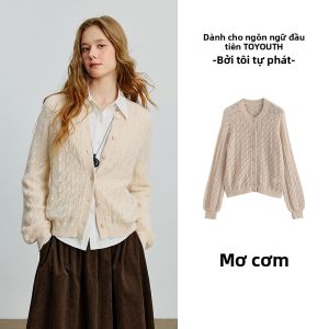 Toyouth | Áo Len Dệt Kim Nữ Thu Phong Cách Aurora Chất Liệu Giả Mohair Có Khoét Lỗ