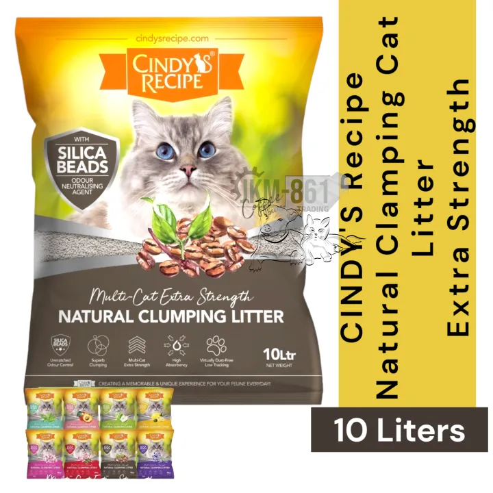 Cindy s Recipe Natural Clumping Bentonite Cat Kitten Litter 10L with silica beads FELINE FRESH POWER SAND