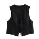 TRAF 2024 Beads Sleeveless Vest Women Black Cropped Vests for Women Waistcoat Streetwear Short Vest Top Women Holiday Lady Vests. 