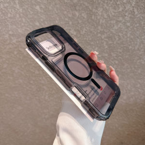 Wireless Charge Armor Clear Hard Phone Case for iPhone 11 12 13 14 15 16 Pro Max PC+TPU Shockproof Transparent Magnetic Cover
