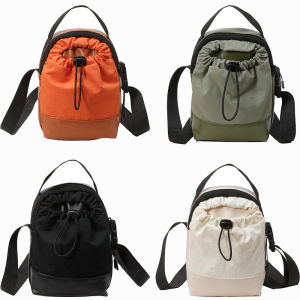 Portable Nylon Crossbody Bags Adjustable Drawstring Water Bottle Bag Canvas Cellphone Purse for Walking Hiking Camping Gym