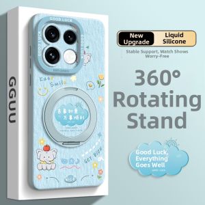 GGUU | Phone Case for OPPO Reno 16 with Lanyard Silicone Rotating Stand Design