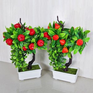 Sampai7an PBP84 / Tanaman Hias Pot Bunga Plastik Model Buah Ornamen Dekorasi Rumah Artificial Plant Cantik Lemon Stroberi Jeruk Apel Peach Pajangan / COD