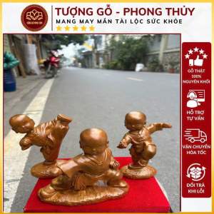 Bộ tượng Kungfu thấy trong các bộ trà đạo sự hài hòa trong văn hóa Trung Hoa gỗ bách cao 15-13-5cm