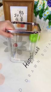 2L-3.7L Mini Desktop Trash Can Desktop Transparent Cute Square Cartoon Peel Confetti Uncovered Storage Bucket Student Plastic
