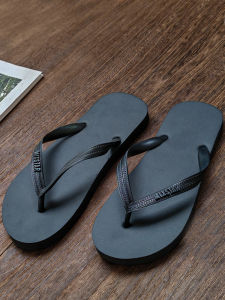 Pure Rubber Black Mens Sandals Soft Bottom Non-Smelly Wear-Resistant Retro Daily Beach Slippers Comfortable Casual Slip-On