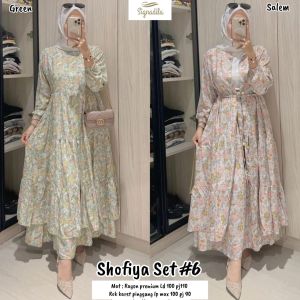 Shofiya set #6 setelan Cardi rok wanita terbaru motif bunga bahan adem nyaman tebal premium halus lembut