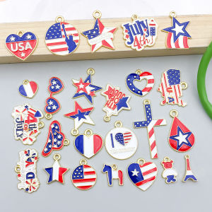 20/26pcs DIY Jewelry Charms American Flag Theme Enamel Pendants for Bracelet Necklace Earrings Accessories，4th July Decor