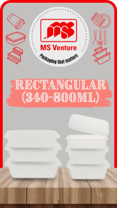 {MSV-WS} Rectangle Microwavable Plastic Takeaway Containers (340ml-800ml) Anti Leak Durable Reusable MS 1A 2A 5A 6A
