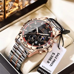 [Có hộp] Đồng hồ nam thời trang Poedagar Quà Tặng Đồng hồ Đồng hồ thạch anh chống nước dây đeo bằng thép không gỉ lịch dạ quang công sở thương hiệu sang trọng nam 965g