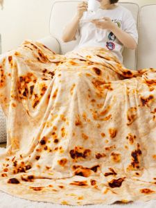 Modern Simple Style Fleece Blanket Office Nap Blanket Air Conditioned Pizza Flying Pancake Food Blanket Warmth Heating Function