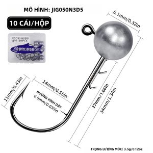 Móc Câu Jig Ned Rig Proberos 10 Chiếc Móc Câu Chính Xác Thép Carbon Cao Có Ngạnh Mồi Câu Giun Đầu Jig Câu Cá Cho Hồ Chứa Ao Hồ.