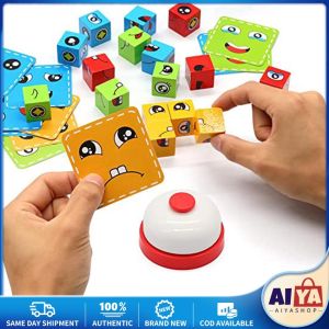 ★Same Day Shipping★ 3D Face Changing Building Blocks Board Game Wood Puzzle Expression Wooden Blocks for Children Kids Toys Gift
