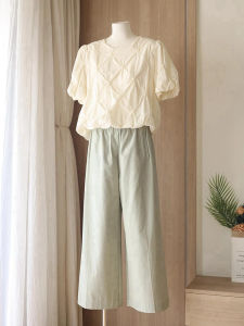 PAIBOLI | Summer New Plus Size Apricot Bubble Sleeve Doll Shirt Women Super Beautiful Short Sleeve Shirt Small Short Top Women