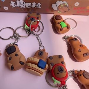 24Pcs Capybara Mini Keychain Blind Box Charm Cute Pendant Mystery Box Bag Christmas Gift 卡皮巴拉 钥匙扣 盲盒