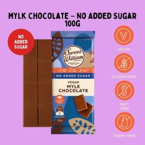 Sweet William No Added Sugar Original Chocolate | สวีท วิลเลี่ยม โนแอด ชูการ์ ออริจินัล ช็อคโกแล็ตวีแกน ปราศจากนม กลูเตน และถั่ว 100g