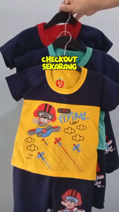 Setelan Baju Bayi Anak Laki-Laki Motif Pesawat & Cocok untuk COD