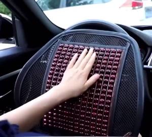 (Ready Stock)Car lumbar cushion summer wooden bead breathable waist massage backrest cushion car office seat backrest cushion lumbar cushion