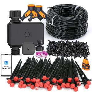 20/30M 1/4 Hose Wifi/Bluetooth-compatible Timer Drip Watering Kit 13cm 8-Hole Sprinkler Automatic Irrigation System for Garden