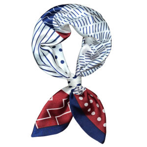 Fashionable Small Square Scarf Womens Thin Style Autumn Season Polka Dot Striped Necktie Korean Version Multifunctional Scarf
