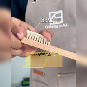 KS Brush Professional Shoe Brush Set Soft & Medium Horse Hair & Hard PP with Wooden Handle for Shoe Cleaning Sneaker Care KSORIGINAL