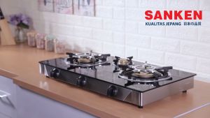 Sanken Kompor Gas Kaca / Kompor Tanam Kaca 2 Tungku - SG363 - FREE ONGKIR Jabodetabek