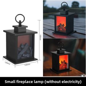 LED Fireplace Lamp Realistic Flame Battery USB Powered Vintage Style for Indoor Room Terrace Christmas Halloween Tabletop Decor