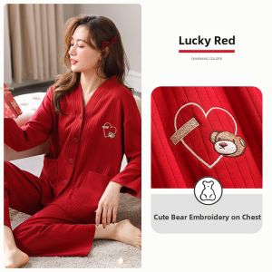 JIALEFEN | Pure Cotton Long Sleeve Large Size Spring-Autumn Pajamas