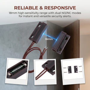 MC-38 Wired Door Window Sensor Detector Magnetic Switch Normally Closed or Normally Open NC/NO for Home Security Alarm System
