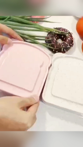 Sandwich Containers Toast Shape Food Storage Box with Lid BPA Free Reusable Microwave Dishwasher Safe Wheat Straw for Family Adults for Office Camping